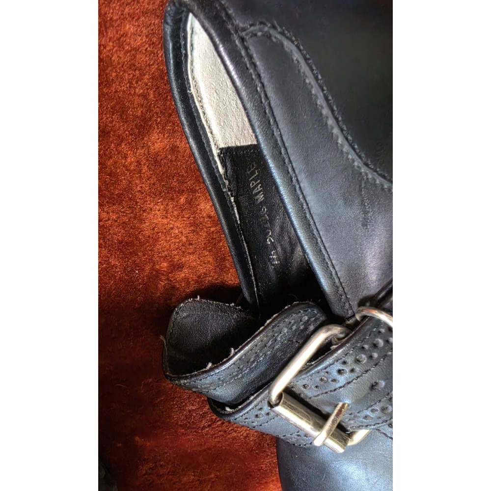 Vintage 90s Steve Madden Heeled Loafers Platform Leather Black Chunky 7 Maple - Picture 5 of 15